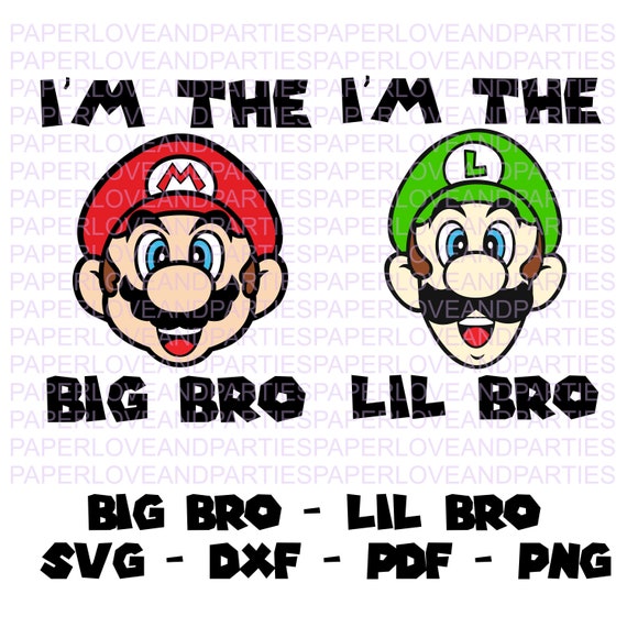 Mario and Luigi Big Bro Lil Bro - SVG, DXF, Png Pdf. Cut File. Silhouette Cricut file. Mario and Luigi Heads clipart. Il_570xn