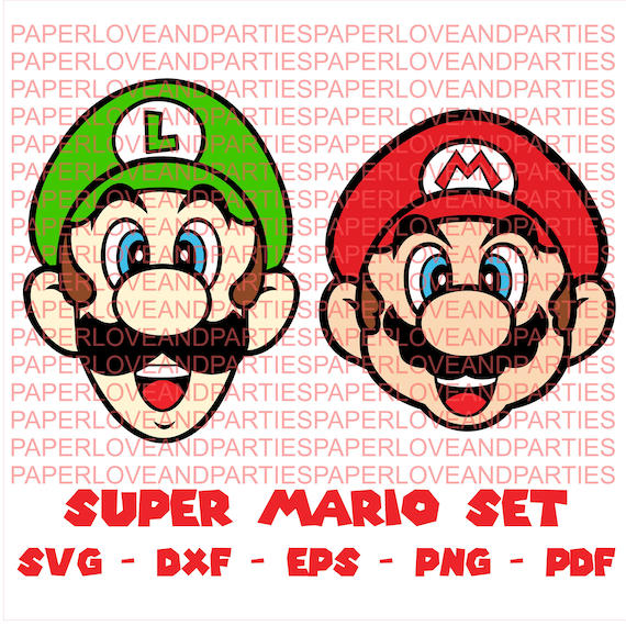 Mario and Luigi Set - DXF - EPS, Pdf, SVG,Png. Cut File. Silhouette Cricut file. Mario and Luigi Smiling clipart. Il_570xn