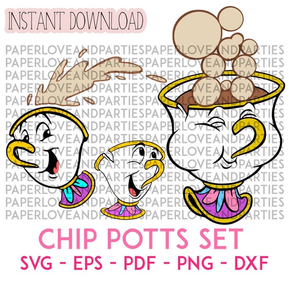 Chip Potts Beauty And The Beast Svg Pdf Dxf Eps Png Digital File Cricut Silhouette Cut File Instant Download Chip Disney Set Svg By Papel Amor E Festa Catch My Party