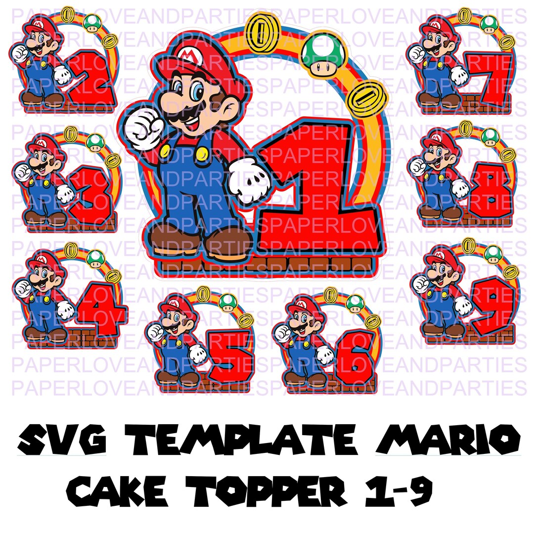 Mario Cake Topper With Numbers 19 SVG Cut File. Etsy