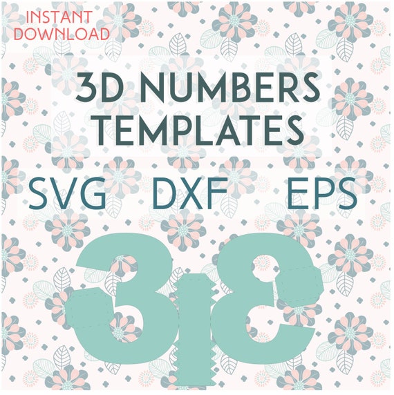 Download 3d Numbers Cut File 0 9 Silhouette And Cricut Svg Eps Dxf 3d Etsy