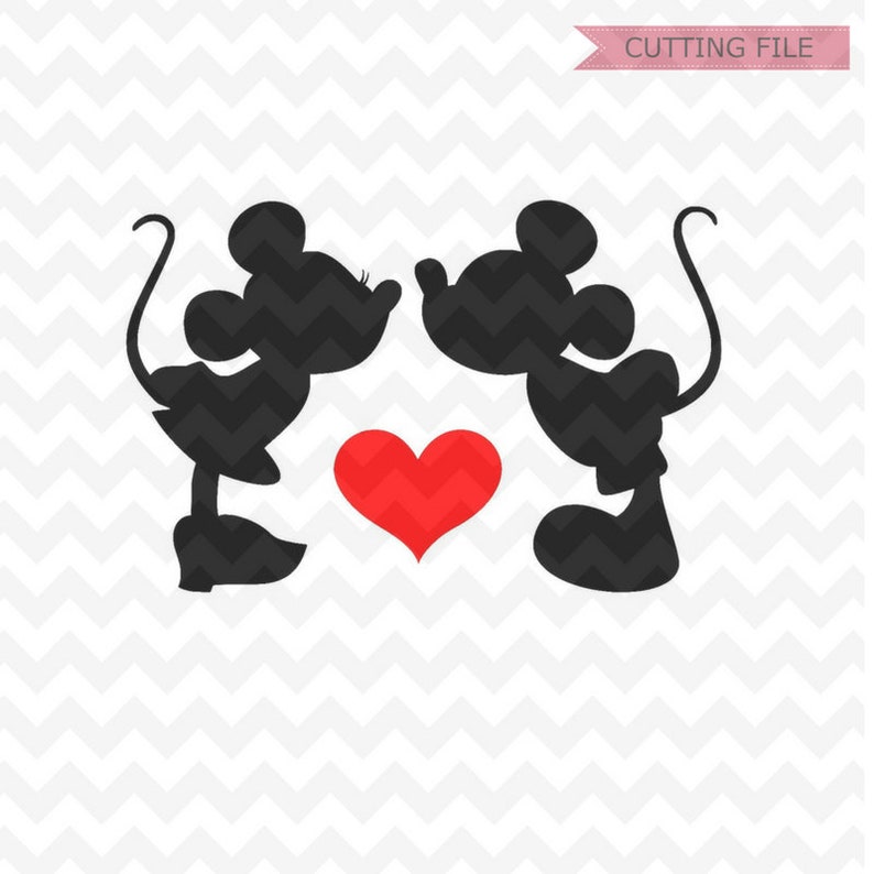 Mickey And Minnie Mouse Kissing Silhouette