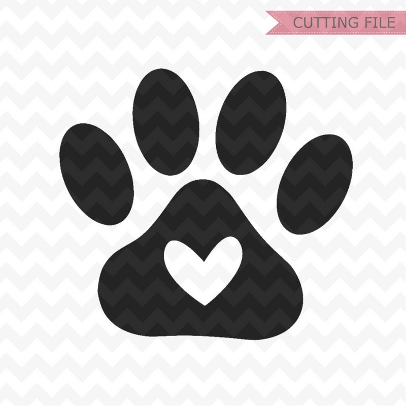 Paw Print SVG Cut Files, Paw print with heart Svg File and PNG Image,...