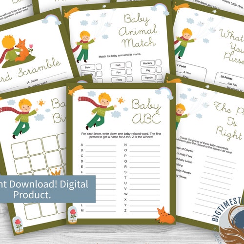10 Printable Little Prince Baby Shower Games Instant Download - Etsy