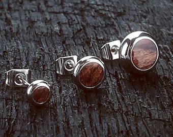 Bubinga Wood Stud Earrings, Wooden Stud Earrings, Post Earrings, Wood Studs