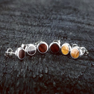 Rosewood Stud Earrings Trio: Handmade Wooden Post Earrings