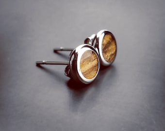 Wood Stud Earrings, Mens Stud Earrings, Wooden Stud Earrings, Wood Post Earrings