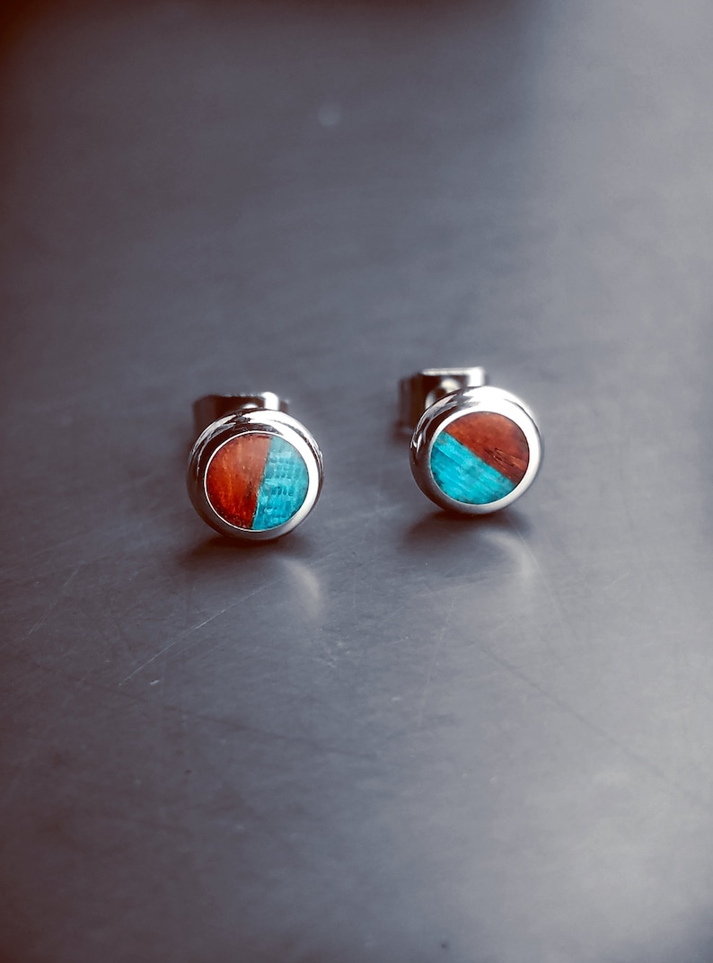 Wood Stud Earrings Mens Stud Earrings Wooden Stud Earrings Etsy