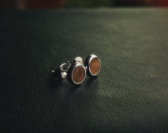 Ironwood Wood Stud Earrings with Polished Stainless Steel. Rugged and Durable