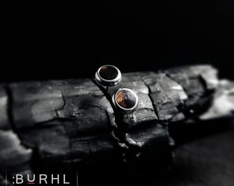 Macassar Ebony Wood And Stainless Steel Stud Earrings – Handmade, Unique & Naturally Variable Wood Jewelry
