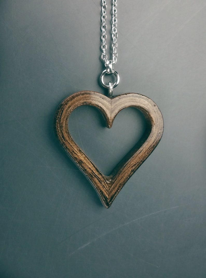 Wood Jewelry Gift Wood Heart Wood Anniversary Unique Wooden Heart Pendant