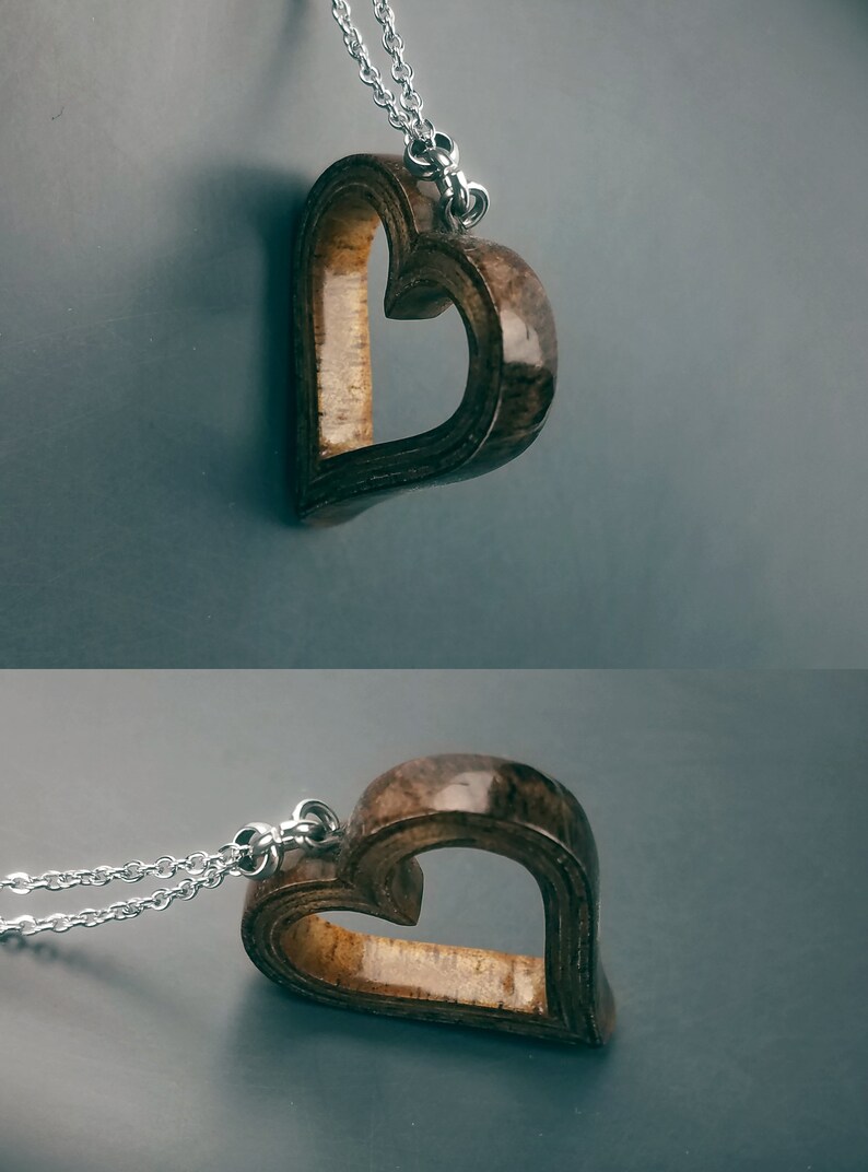 Wood Jewelry Gift Wood Heart Wood Anniversary Unique Wooden Heart Pendant