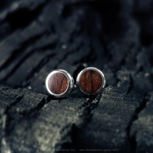 Bubinga Wood Stud Earrings with Stainless Steel or Titanium Posts
