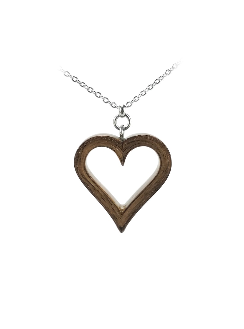 Wood Jewelry Gift Wood Heart Wood Anniversary Unique Wooden Heart Pendant