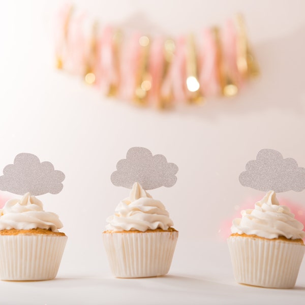 Cloud Cupcake Toppers, Cloud Cupcake Topper, Baby Shower Cupcake Topper, Baby Shower Cake Decoración, Primer cumpleaños Cake Topper
