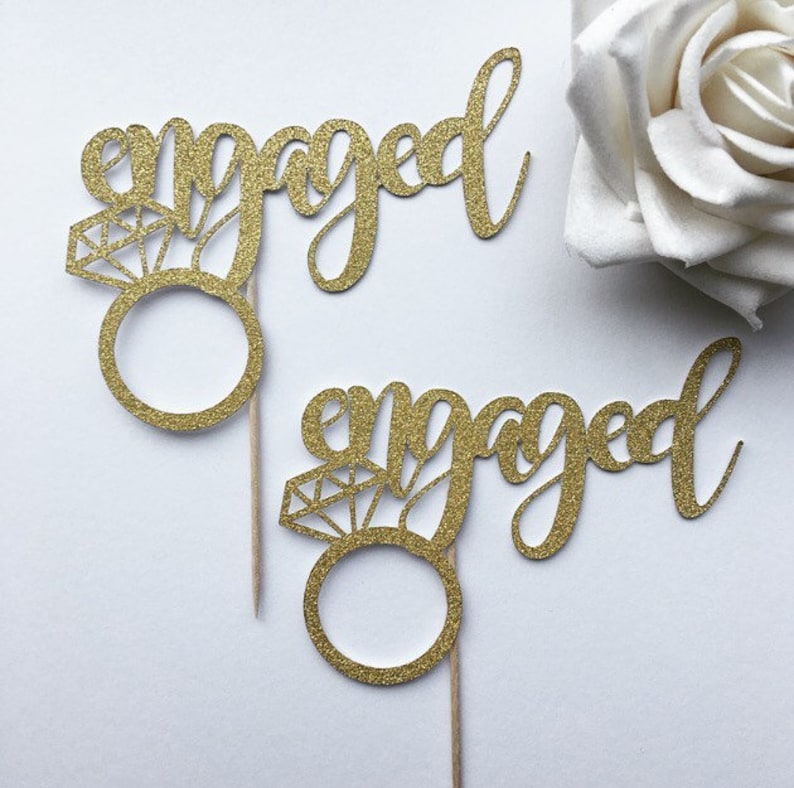 Engaged Cupcake Toppers Engagement Cupake Topper Engagement Etsy