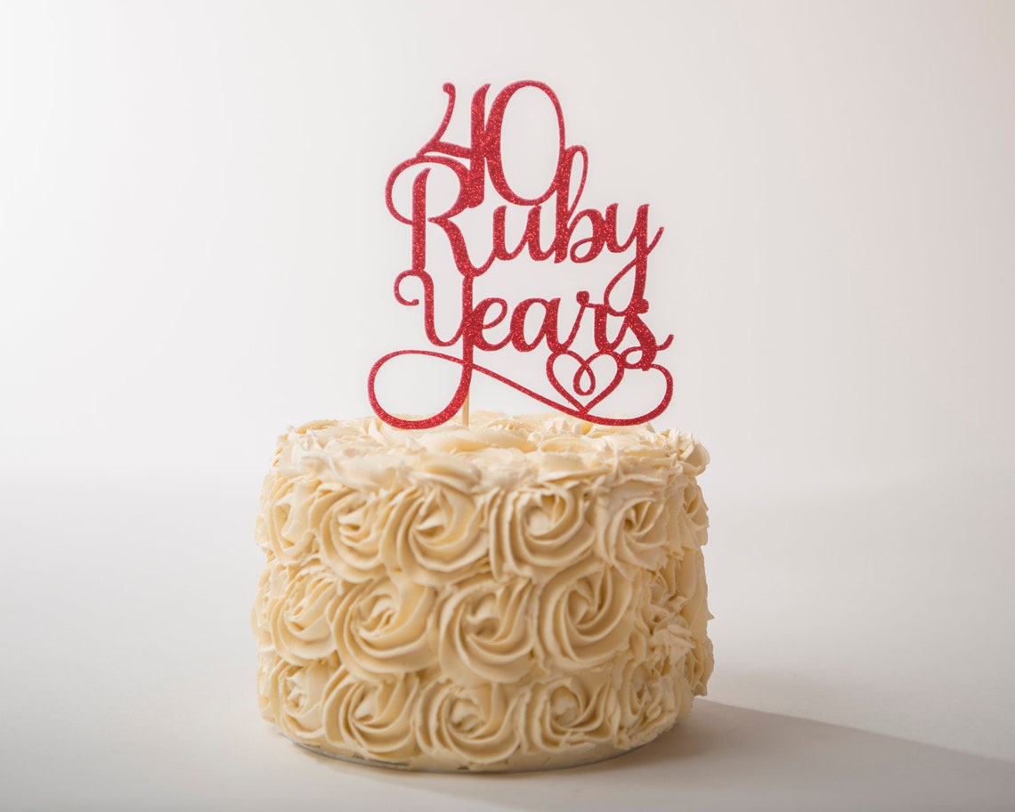 40 Ruby Years Ruby Wedding Anniversary Cake Topper Ruby Etsy