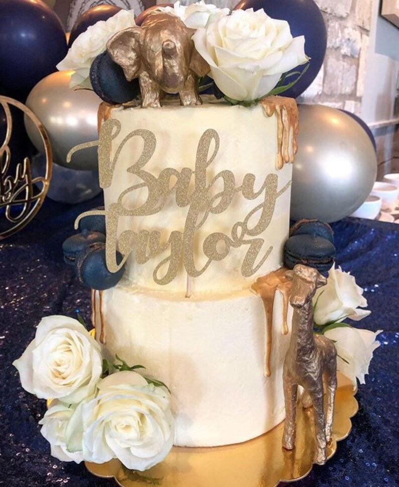 Personalised Baby Shower Cake Topper Baby Shower Decorations Etsy