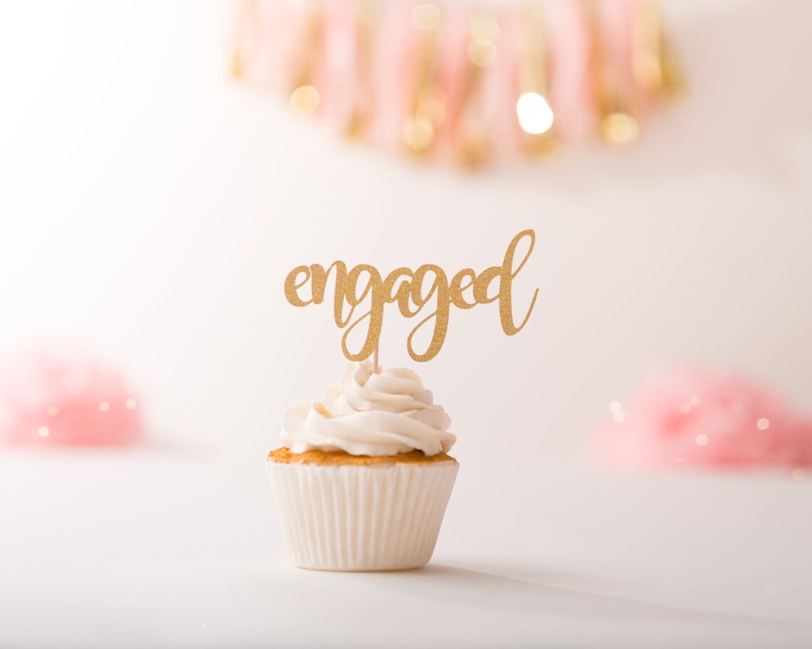 Engaged Cupcake Toppers Engagement Cupake Topper Engagement Etsy
