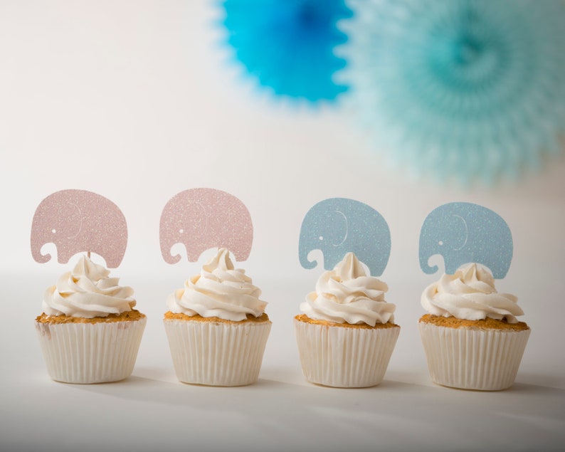 Elephant Cupcake Toppers Baby Shower Cupcake Toppers Etsy