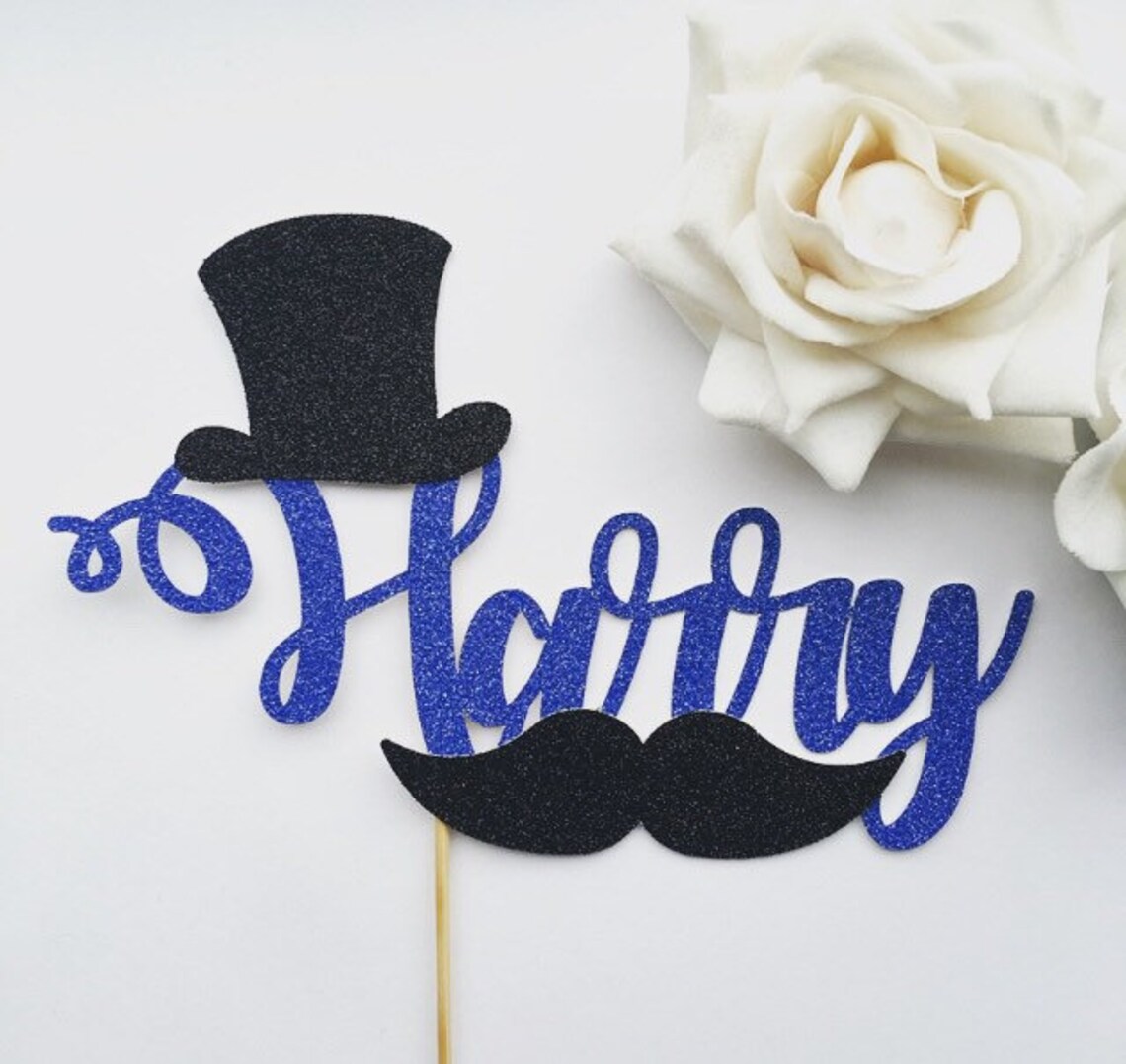 Top Hat Cake Topper Moustace Cake Topper Boys Birthday Boys Etsy
