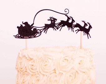 6-Piece Reindeer Cake Topper Set - Christmas Yule Log Mini Decorations, Brown Plastic