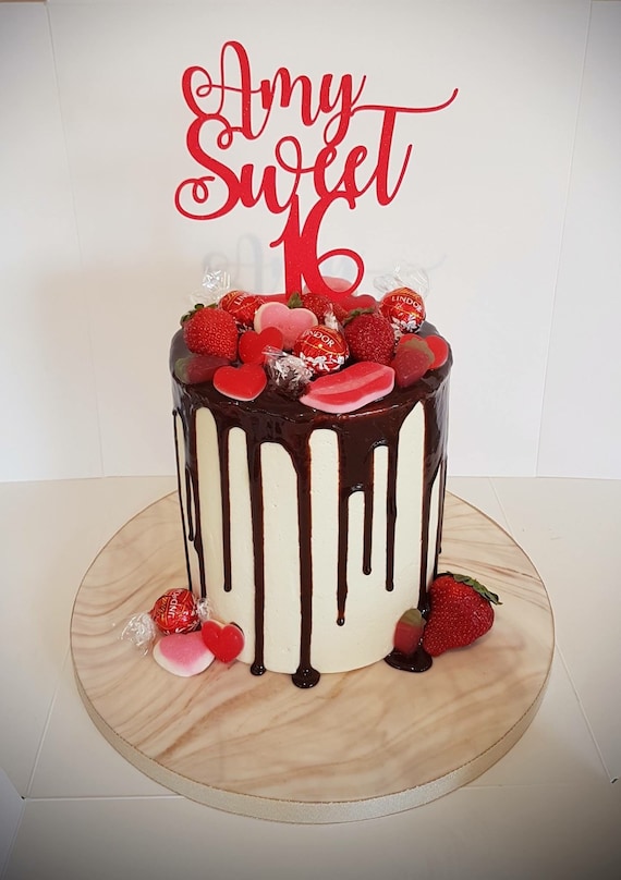 Sweet 16 Cake Topper Personalised Sweet Sixteen Cake Topper Etsy
