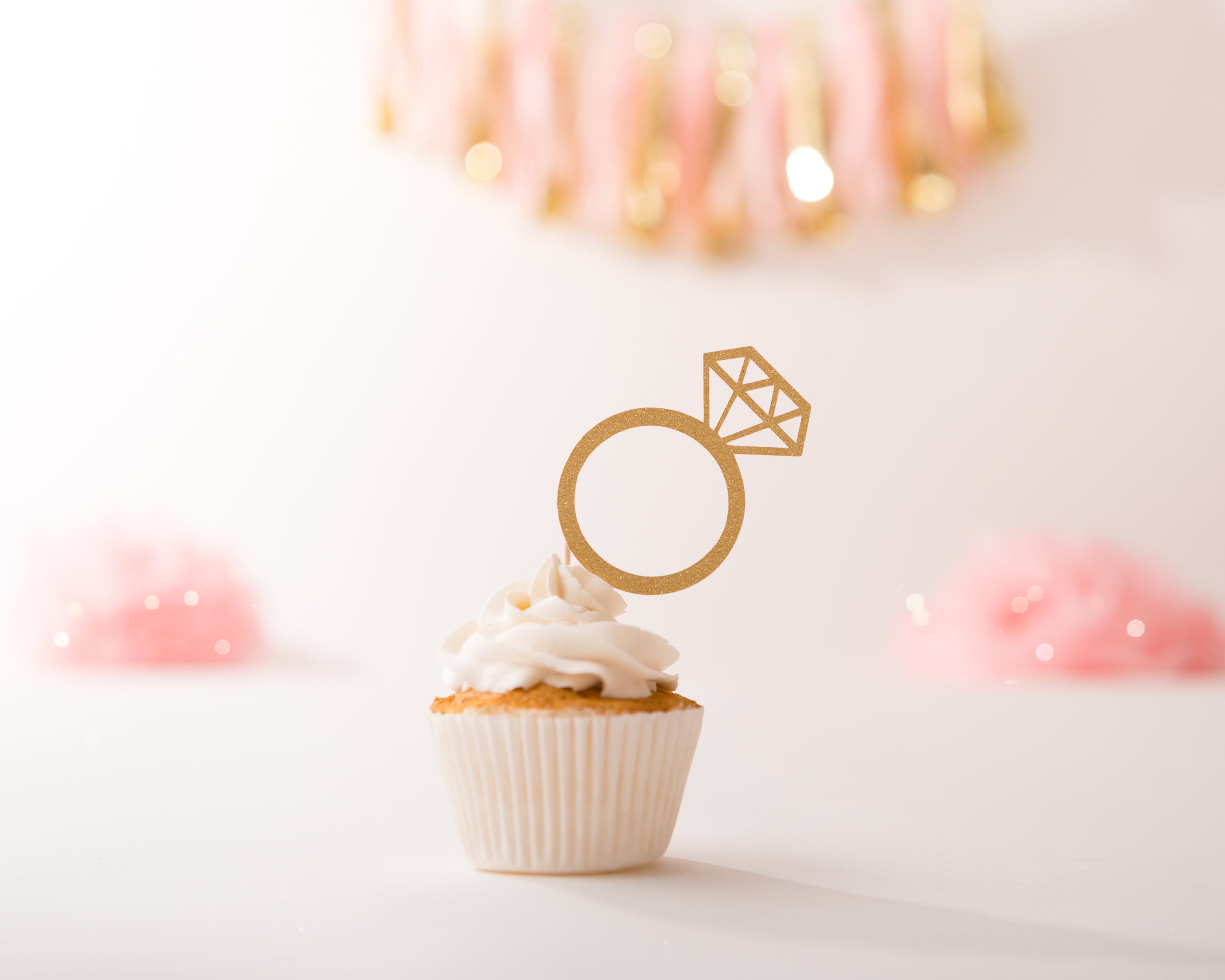 Diamond Ring Cupcake Toppers Diamond Ring Engagement Cupake Etsy