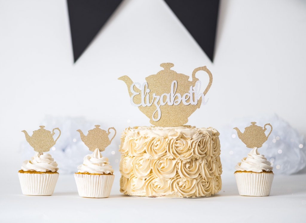 Teapot Cake Topper Tea Party Cake Topper Afternoon Tea Etsy