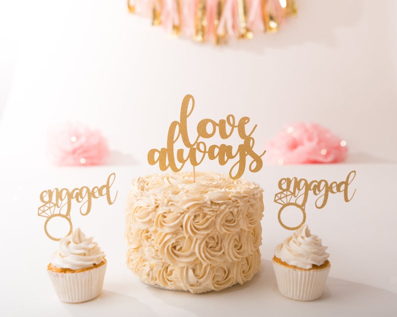 Engaged Cupcake Toppers Engagement Cupake Topper Engagement Etsy