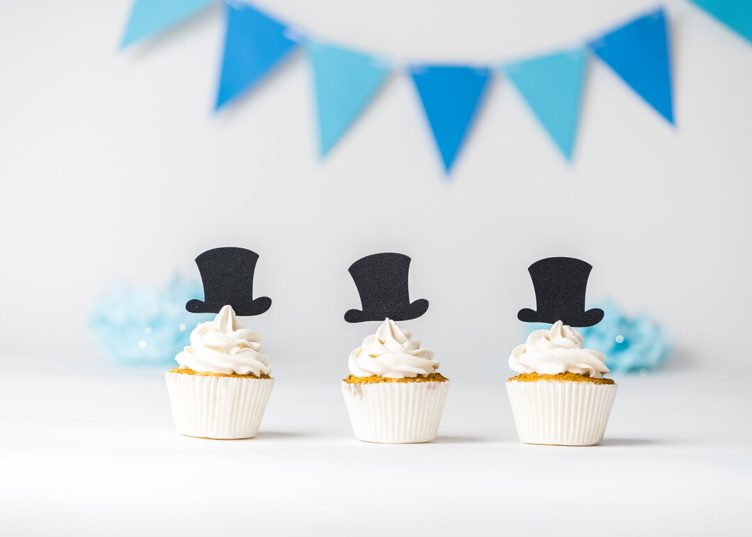 Top Hat Cupcake Toppers Top Hat Party Decor Baby Shower Boy Etsy
