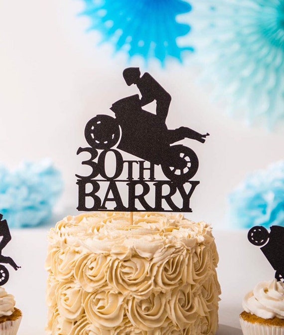 Motorcycle Biker Birthday Cake Topper Personalized 