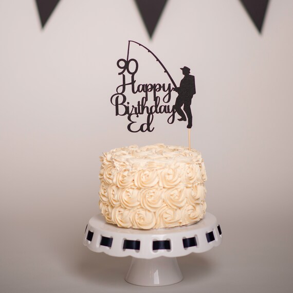 Fishing Cake Topper Personalised Fishing Cake Topper Male Etsy