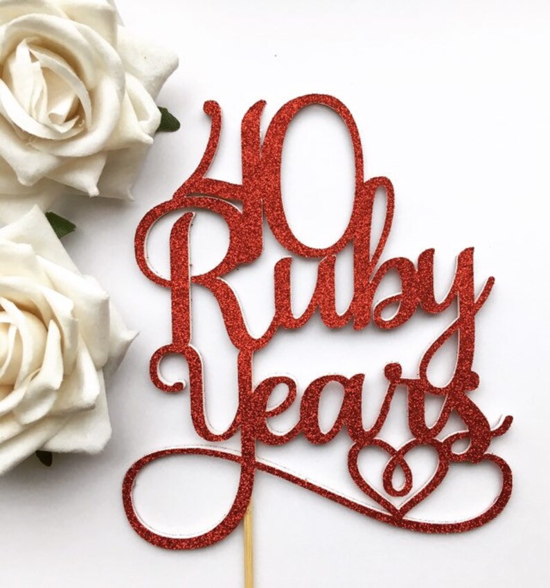 Ruby wedding anniversary cake topper Wedding anniversary Double Sided 40 Years