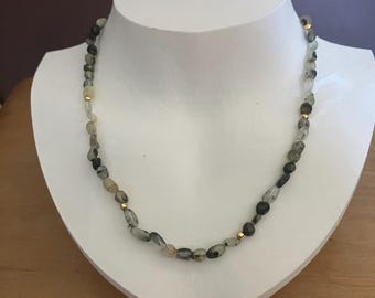 necklace, semi-precious, prehnite, aventurine
