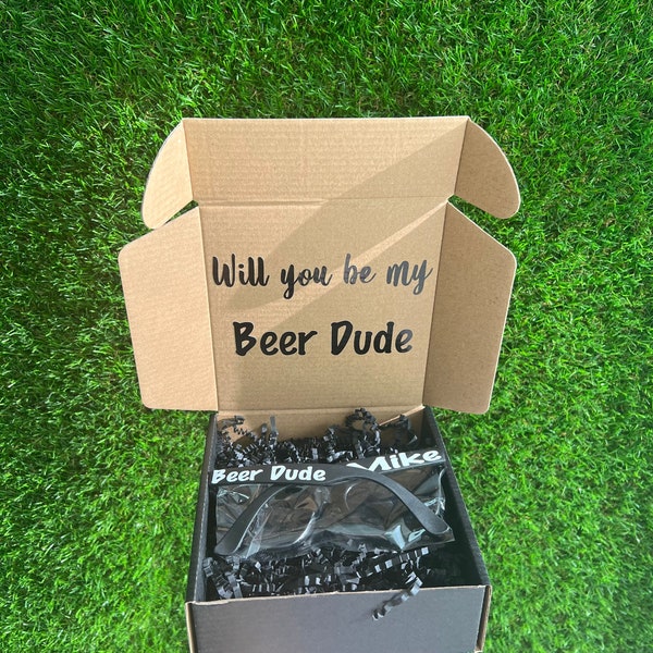 Beer Dude Gift Box | Beer Man Personalized Proposal Gift Box | Custom Gift Party Wedding Favor | Thank You Gift | Personalized Black Box