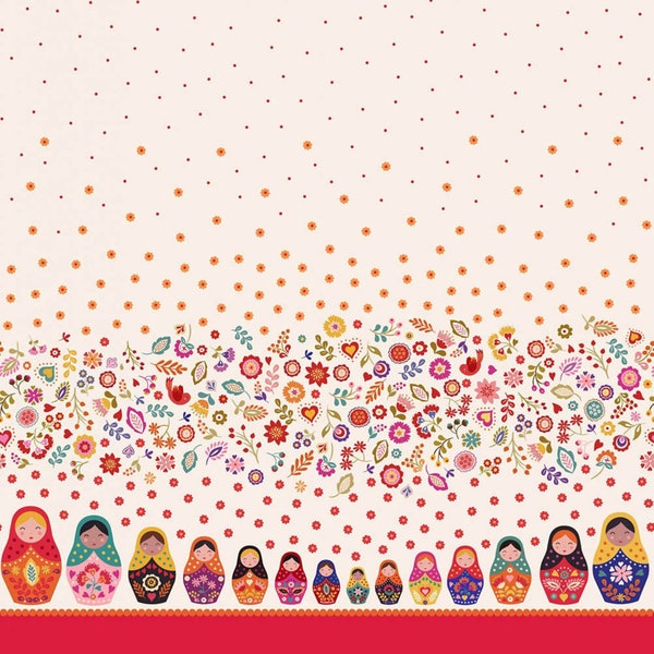 1/2 Metre Little Matryoshka Russian Dolls by Lewis & Irene 100% cotton 'quilting quality'