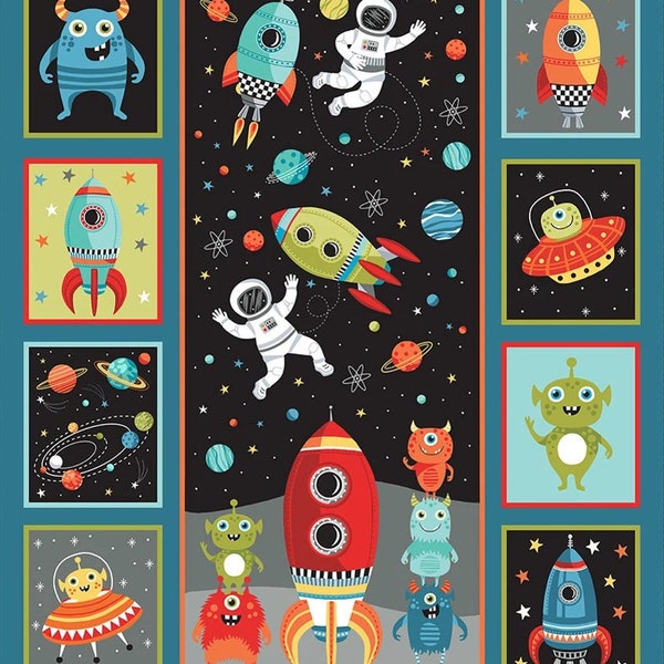 Outer Space Panel by Makower 100% cotton 'quilting quality' 60cm by 110cm 2273