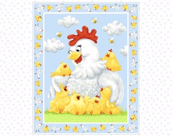 Pippa and Chicks  Panel by The World of Susybee  100% cotton 'quilting quality' 90cm  by 110cm  SB20215  100