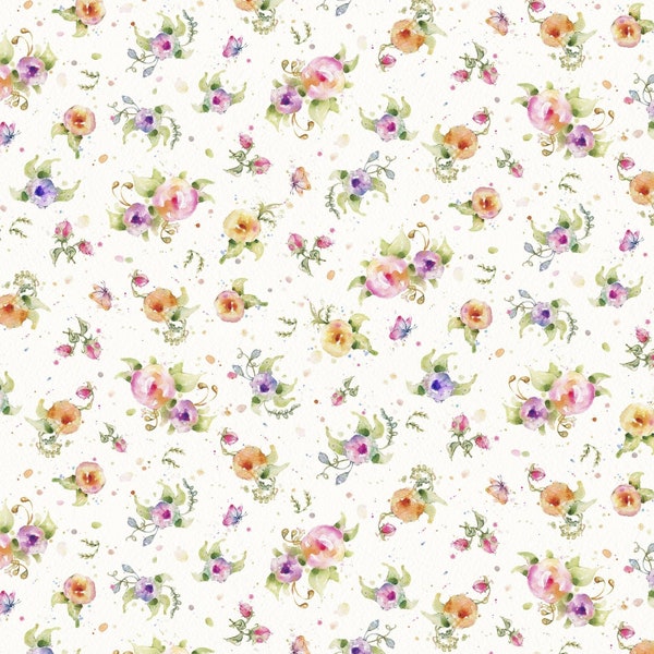 1/2 Metre Little Darlings Safari Posies by Sillier than Sally for P&B Textiles 100% Cotton Fabric 'Quilting Quality' 4548MU UK Seller
