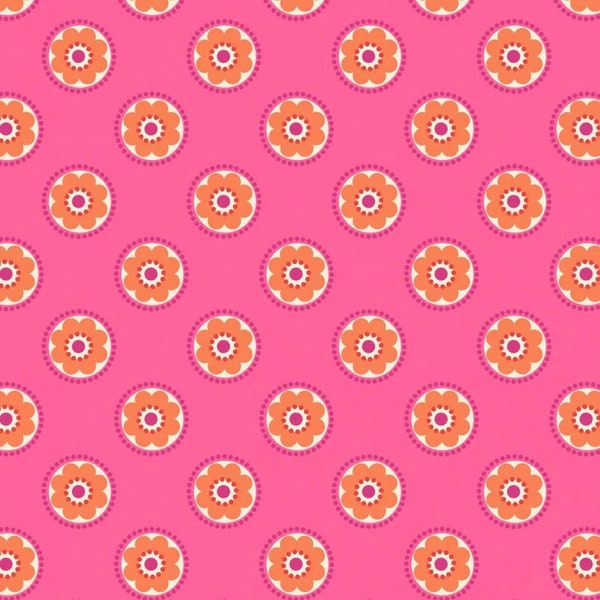 1/2 Metre Funky Daisy Hot Pink from Lewis & Irene's Flower Child Collection 100% Cotton Fabric 'Quilting Quality'  A437 Retro Seventies