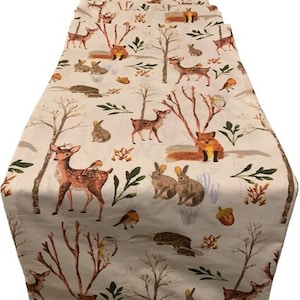 Woodland, Animal, Reversible, Table Runner,  1m, 1.5m, 1.75m, 2m Length x 30cm Wide, Gift Idea