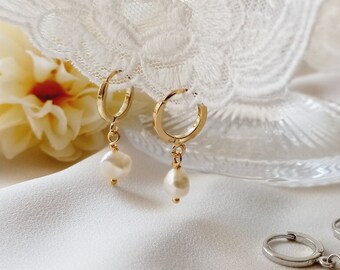 Paire, boucles d'oreilles en perles d'eau douce, boucles d'oreilles en perles, boucles d'oreilles de mariage, cadeau de demoiselle d'honneur, cadeau de fille de fleur, cadeau d'anniversaire, cadeau pour femme