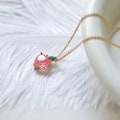 Peach necklace, Pink crystal necklace, Ariana Peach necklace, Flower girl gift, Bridesmaid gift, Wedding necklace, Gift for her, Pink stone product logo