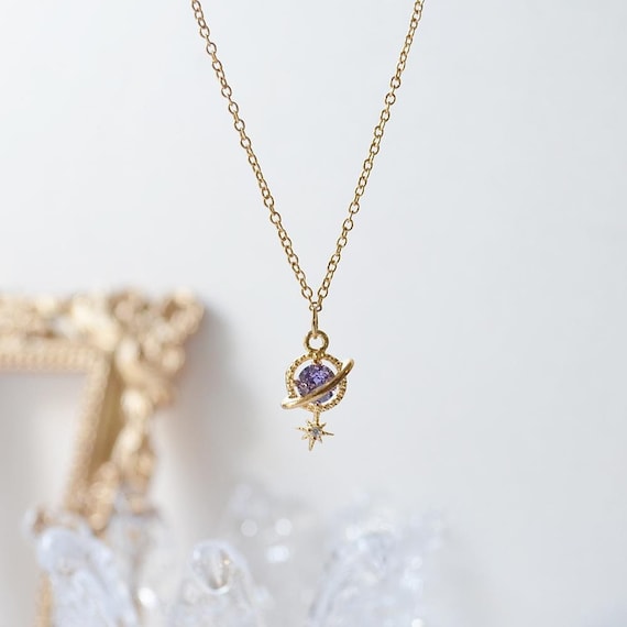 Buy Amethyst Planet Necklace, Shooting Star Necklace, Violet 