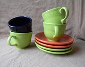 Fiestaware Tea Cups and Saucers, Various Colors Replacement Fiesta Tea Cups and Saucers