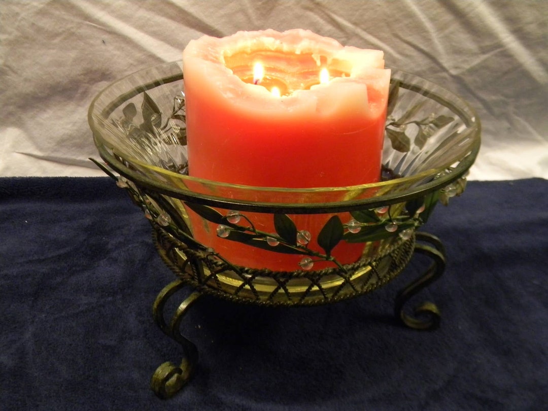 Partylite Garden Lites 3wick Candle Holder W. Glass Bowl, P8054 Etsy