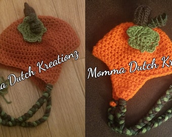 Pumpkin beanie; made to order; newborn to adult; crochet hats;