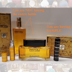 vintage Patou pour Homme EDT par Jean Patou ~ 1000% Cologne authentique ÉCHANTILLONS DÉCANTÉS