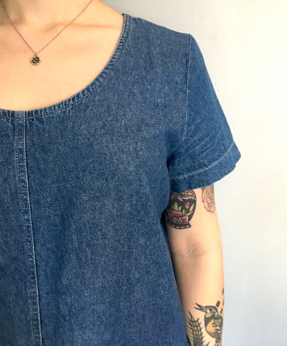 Denim T-Shirt Dress / Vintage Mini Denim Shirt Dre